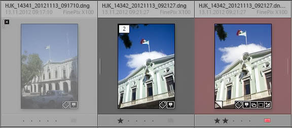 Selektion der Bilder in drei Schritten