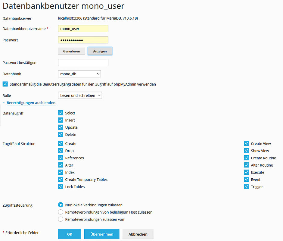 Datenbank (MySQL oder MariaDB)