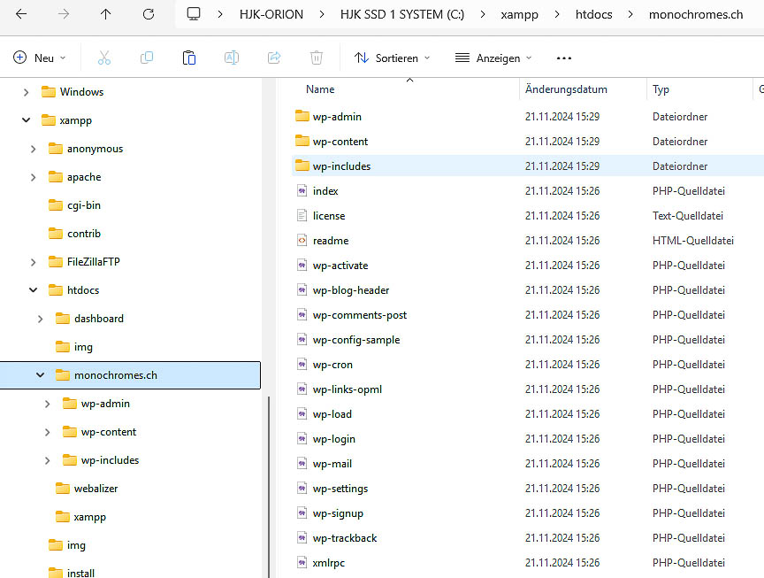 WordPress downloaden und extrahieren