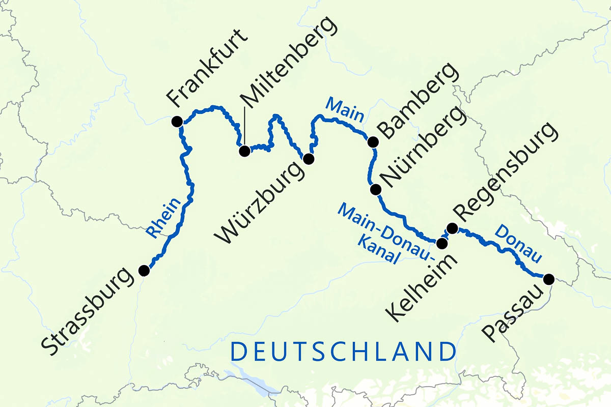 Reiseroute Rhein-Main-Donau