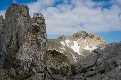 Wanderung vom Säntis über den Lisengrat durch die Flieswand zum Zwinglipass und weiter zur Chreialp und Alp Tesel nach Gamplüt am 14. August 2012